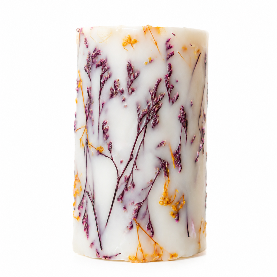 Dry flower Pillar Candle